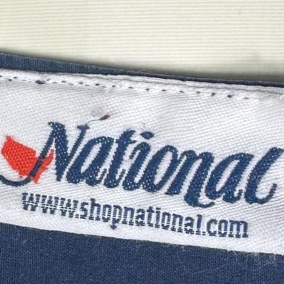 National Sz Large 12 14 House Dress Mumu Kaftan Navy Blue Floral Vibrant Flowy - Picture 3 of 4